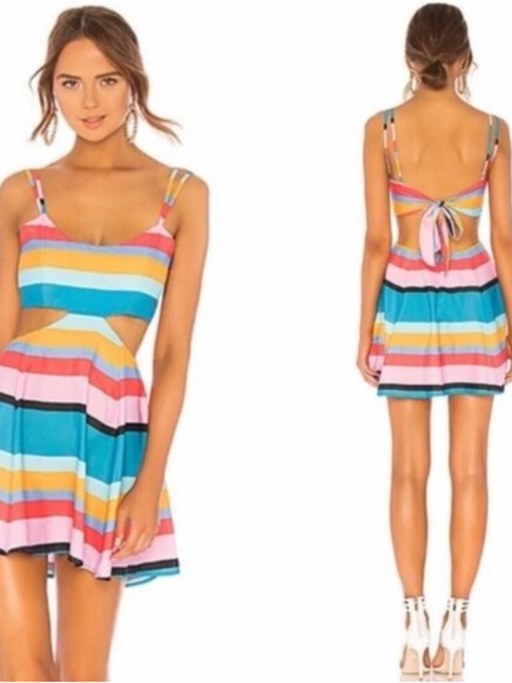 Lovers & Friends Mini Alexandra Striped Cut Out Dress size S FLAW